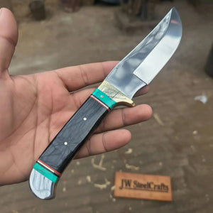 Frontier Bowie Knife 11” - Black Resin Handle with Turquoise Spacers