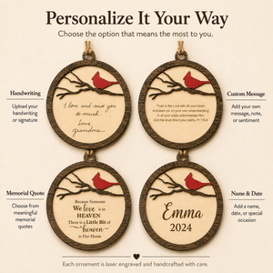 Personalized Cardinal Ornament with Handwriting or Custom Quote by Poor Hog Customs, Southern home decor detail photo 4