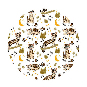 Additional view of Ocelot reversible bamboo blanket with hand drawn animal print