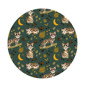 Additional view of Ocelot bamboo two piece pajamas for kids with hand drawn animal print