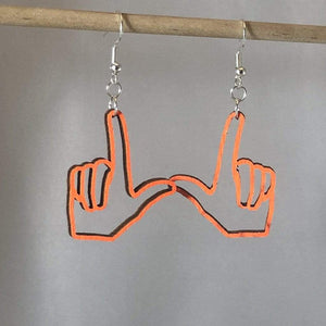 Finger Gun Wooden Dangle Earrings | Funny Gesture Jewelry