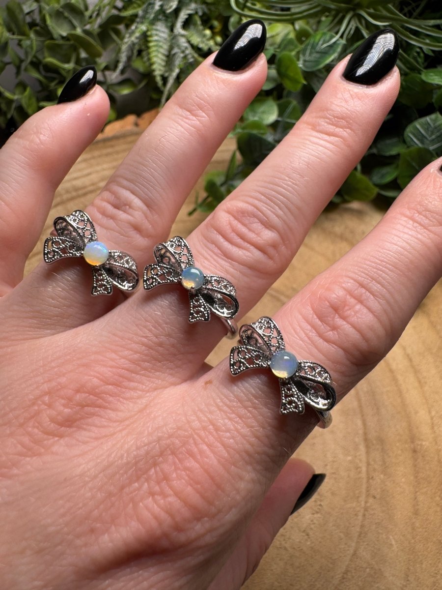 Opal Bow Ring Adjustable