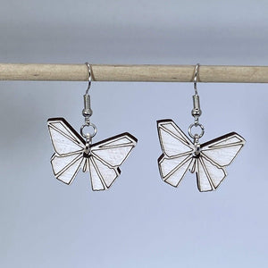 Origami Butterfly Wooden Dangle Earrings | Minimalist Nature Jewelry