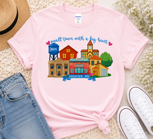 Sublimated Zip Code T-Shirt Small Town Big Heart