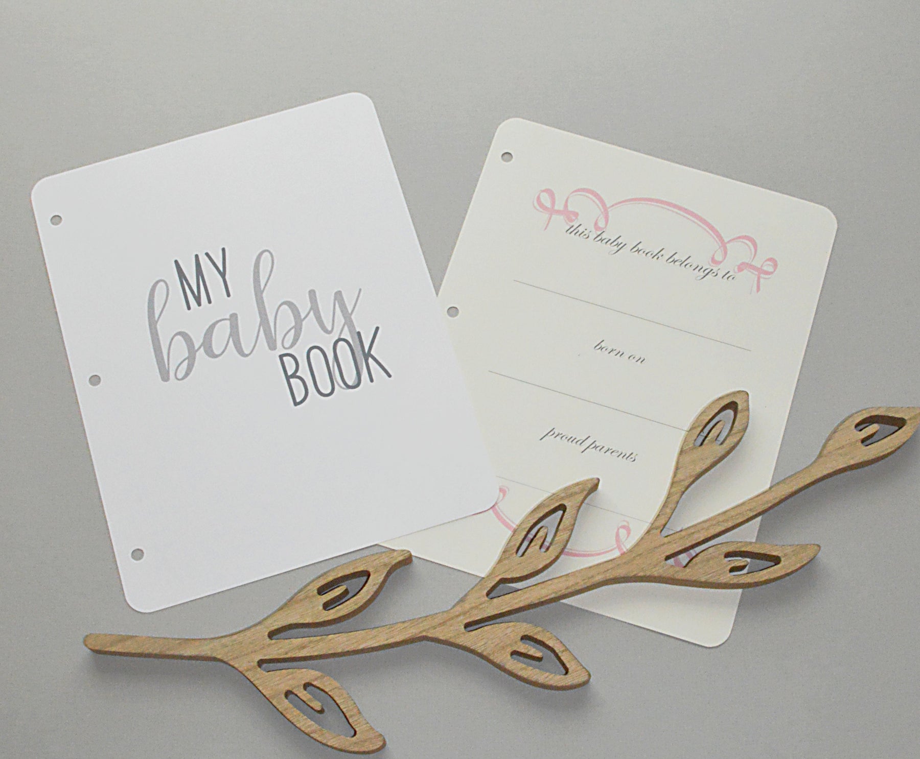 Baby Memory Book - Gray Linen (w/o Bow)