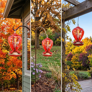 Crimson Calla Glass Hummingbird Feeder