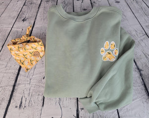 Personalized Dog Bandana With Matching Paw Print Sweatshirt