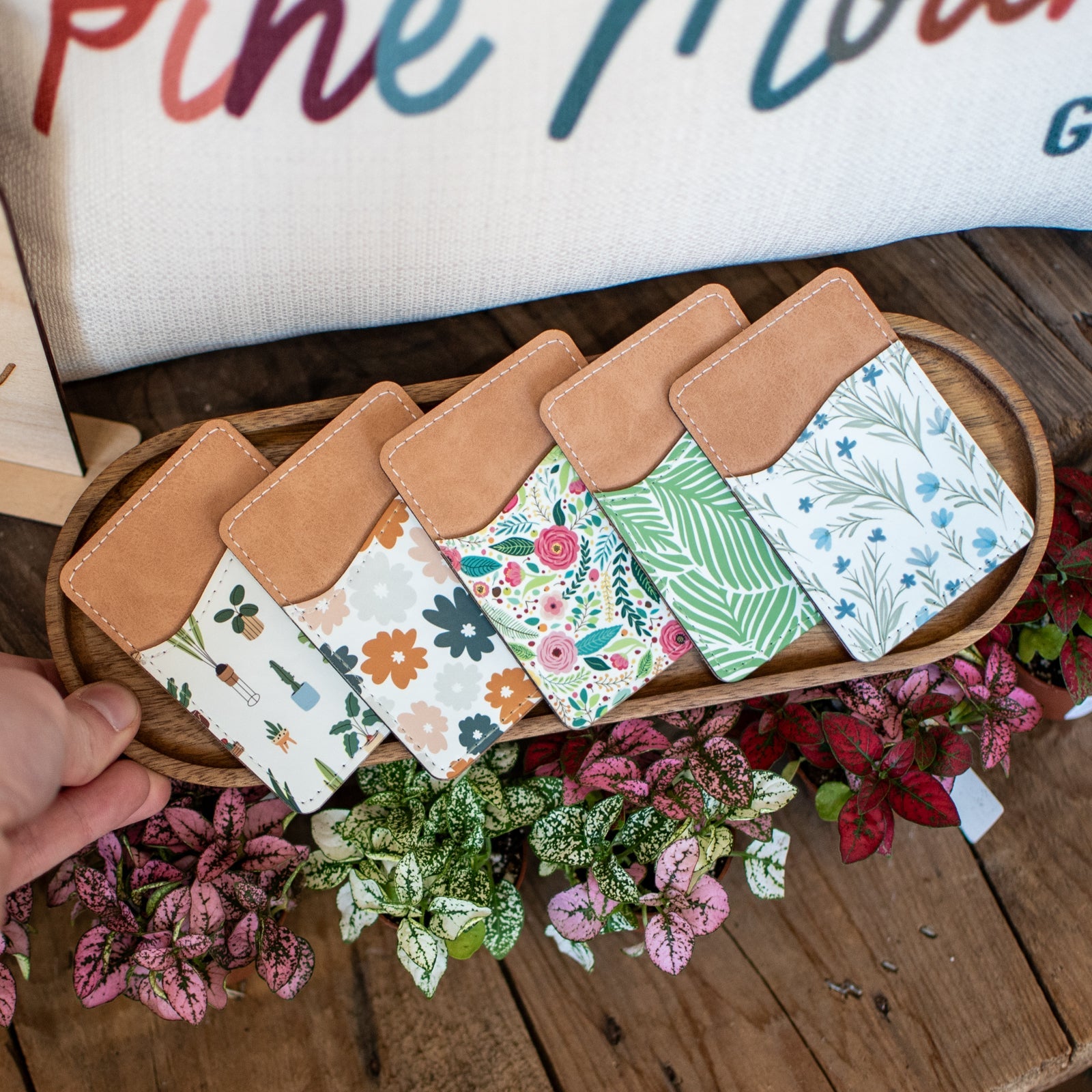 Wildflower Whisper Pattern - Phone Wallet by Still Magnolia, handmade leather goods detail photo 2