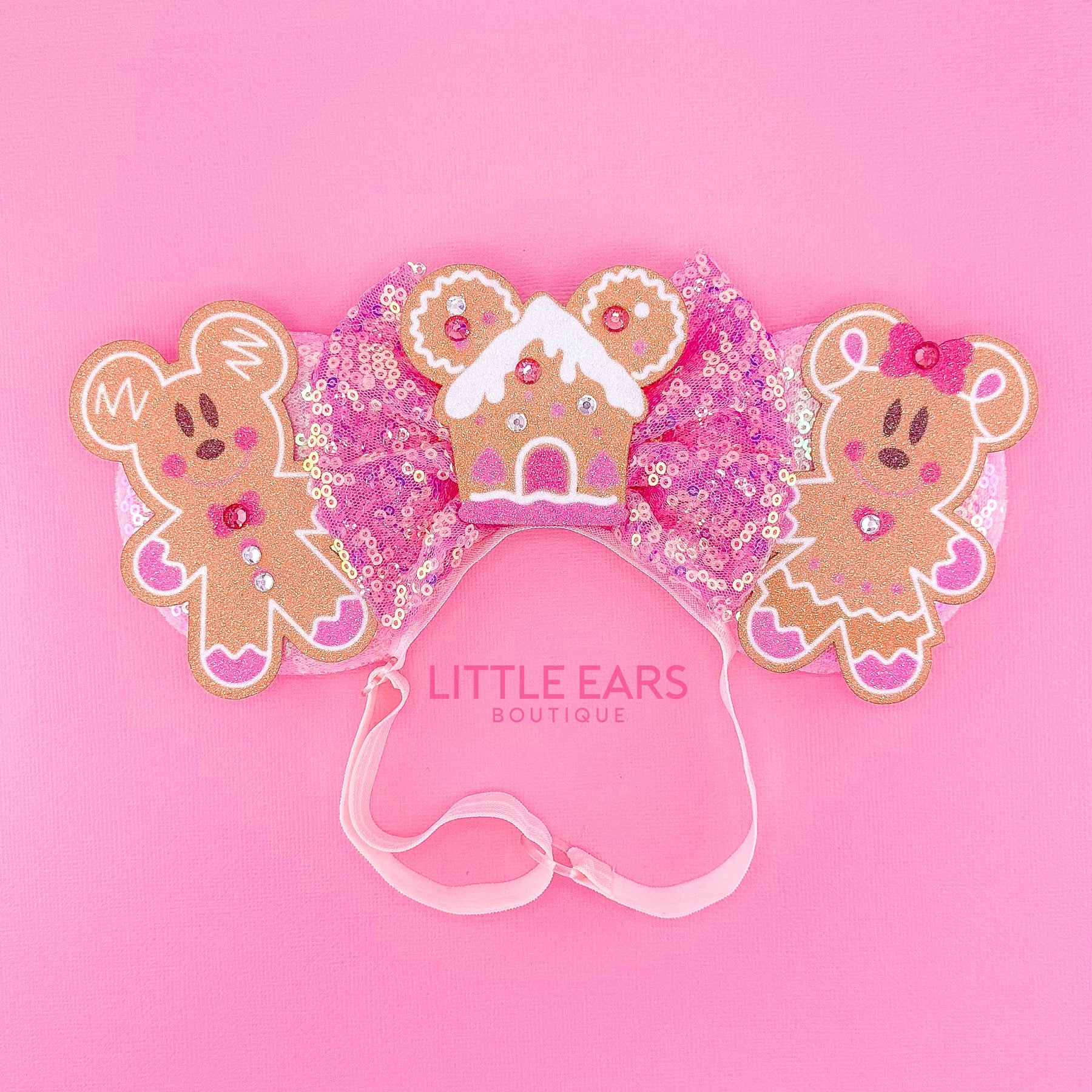Pink Gingerbread Elastic Ears by Little Ears Boutique, children's boutique clothing main product photo