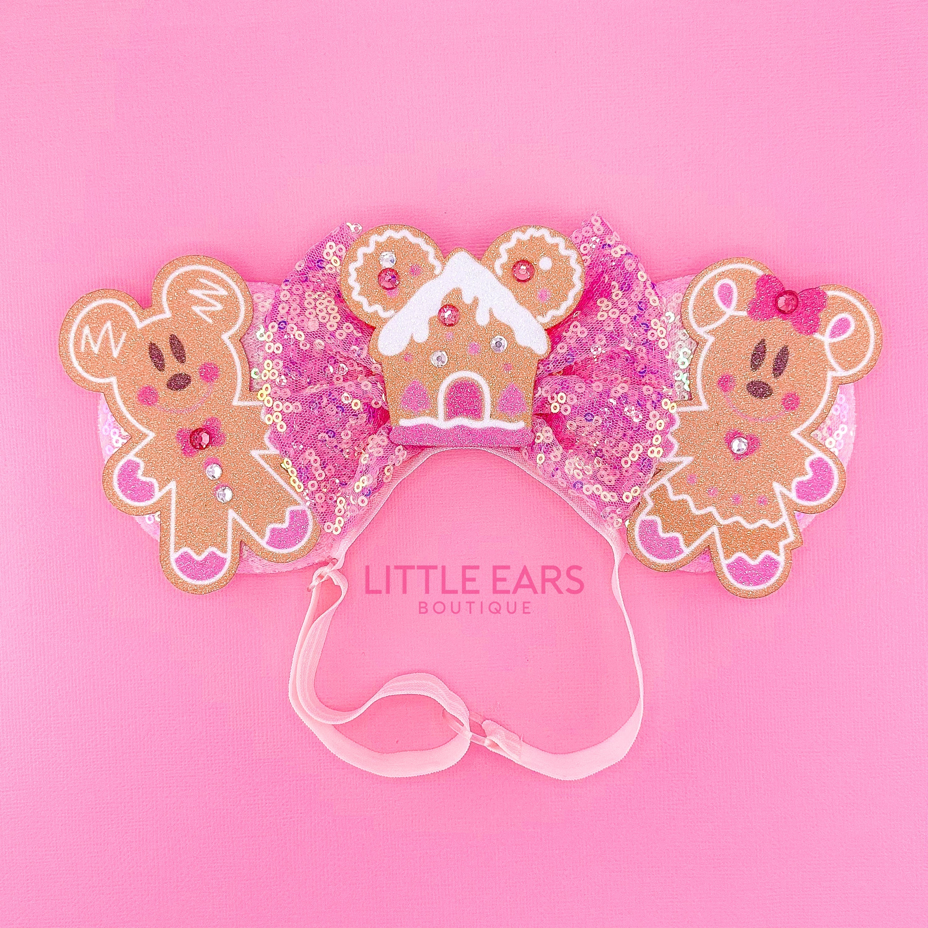 Pink Gingerbread Elastic Ears by Little Ears Boutique, children's boutique clothing main product photo