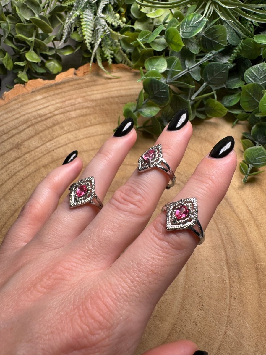 Pink Glass Ring Adjustable