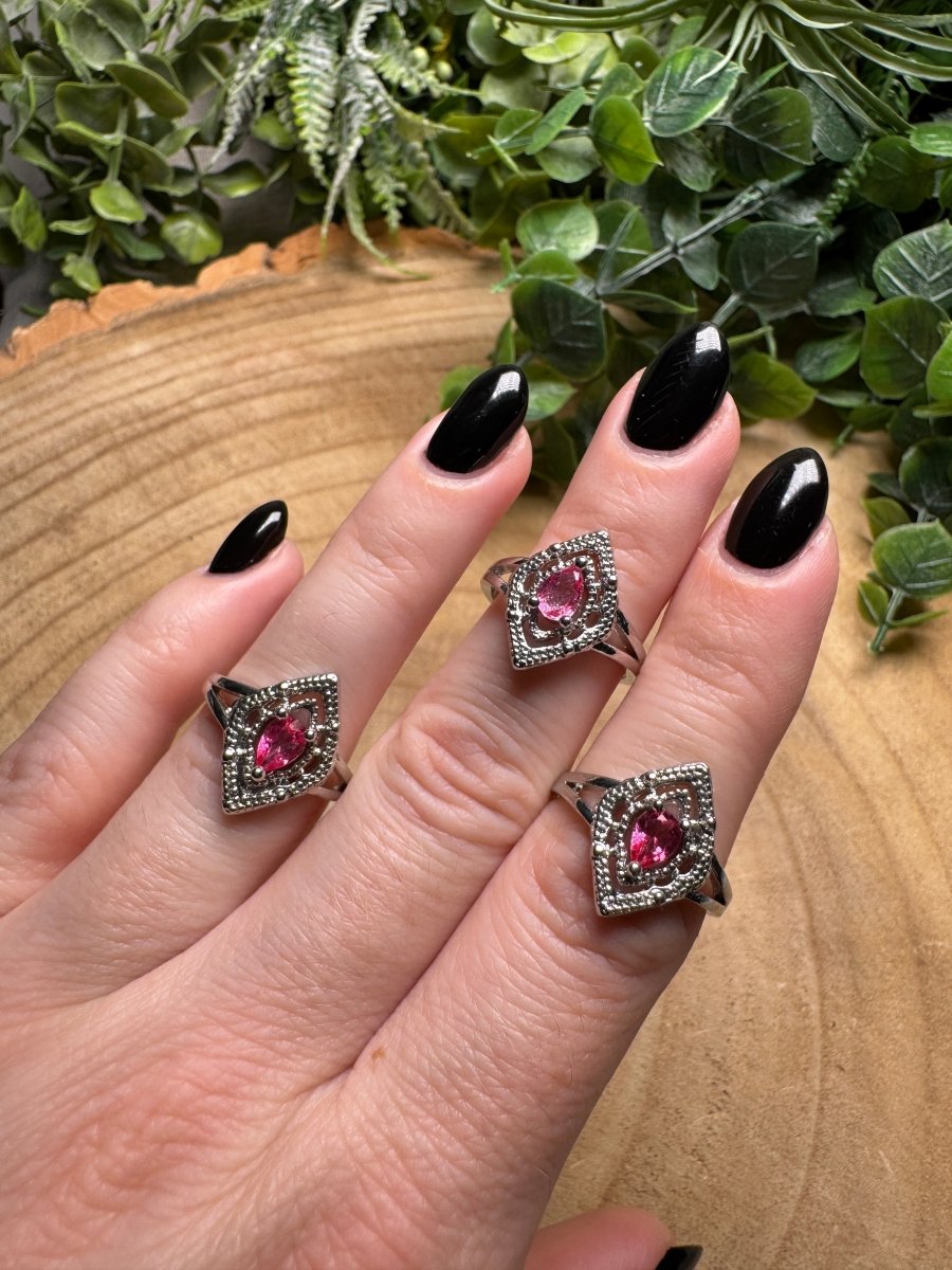 Pink Glass Ring Adjustable