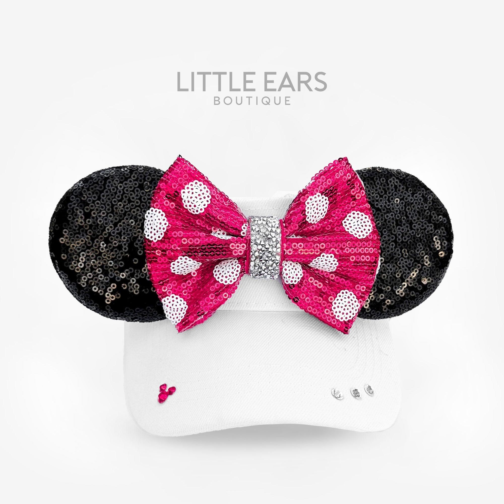 Pink Minnie White Visor by Little Ears Boutique, custom hat main product photo