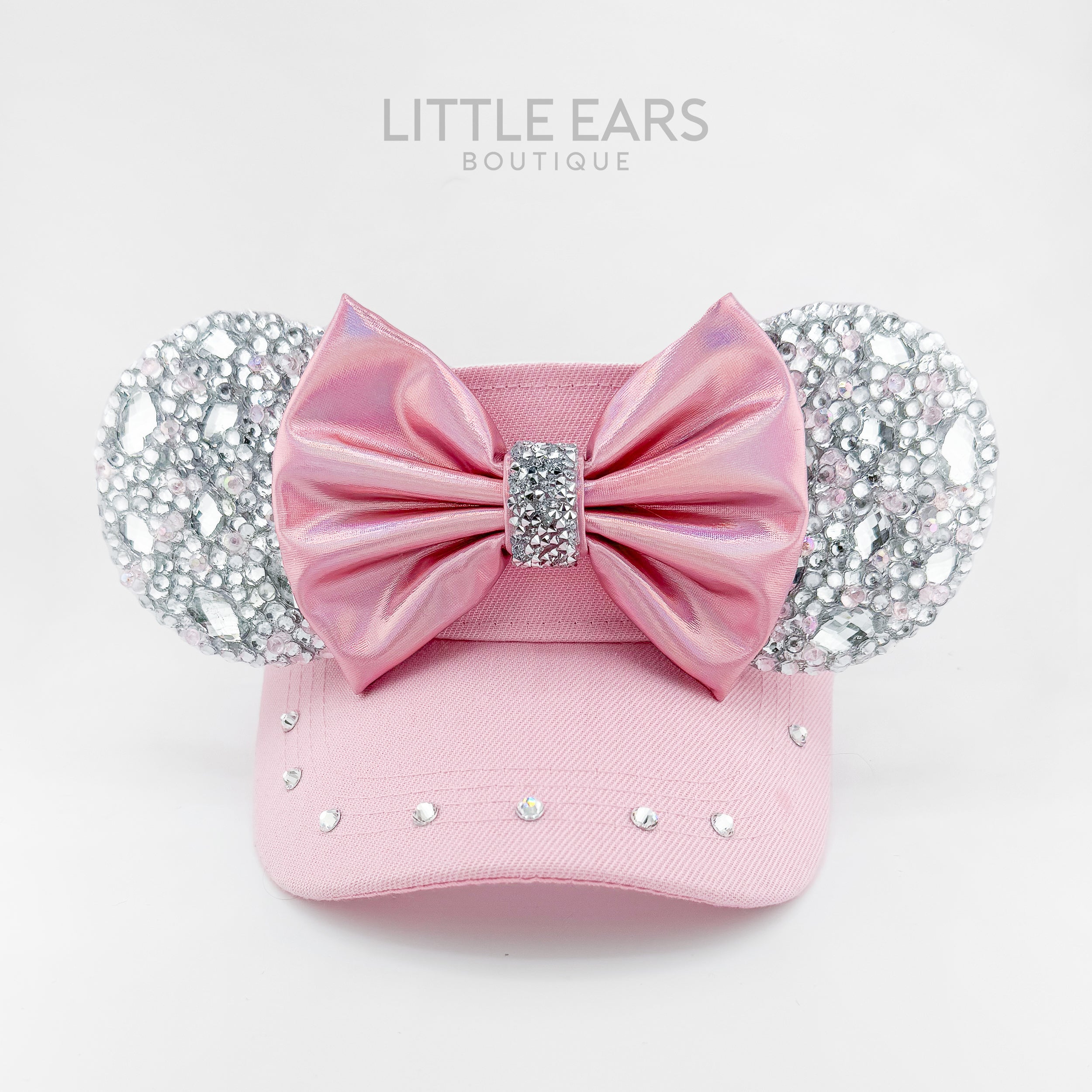 Pink & Silver Sparkle Visor by Little Ears Boutique, custom hat detail photo 2