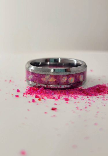 The Pink on Purpose Memorial Ring by Cotton Street Art Company, handmade jewelry detail photo 2