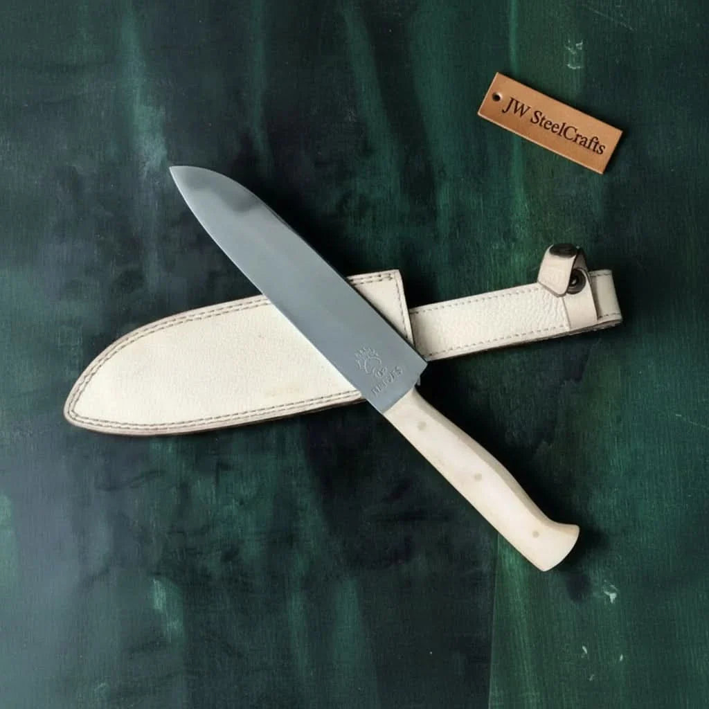 Drop Point Hunting Knife Micarta Handle Fixed Blade 13 Inch Overall by JW SteelCrafts, Damascus knife main product photo