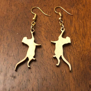 Hanging Cat Wooden Dangle Earrings | Cute Cat Jewelry