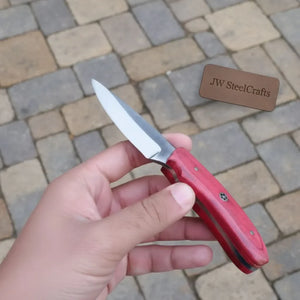 Handmade Skinner Knife Red Wood Handle Fixed Blade