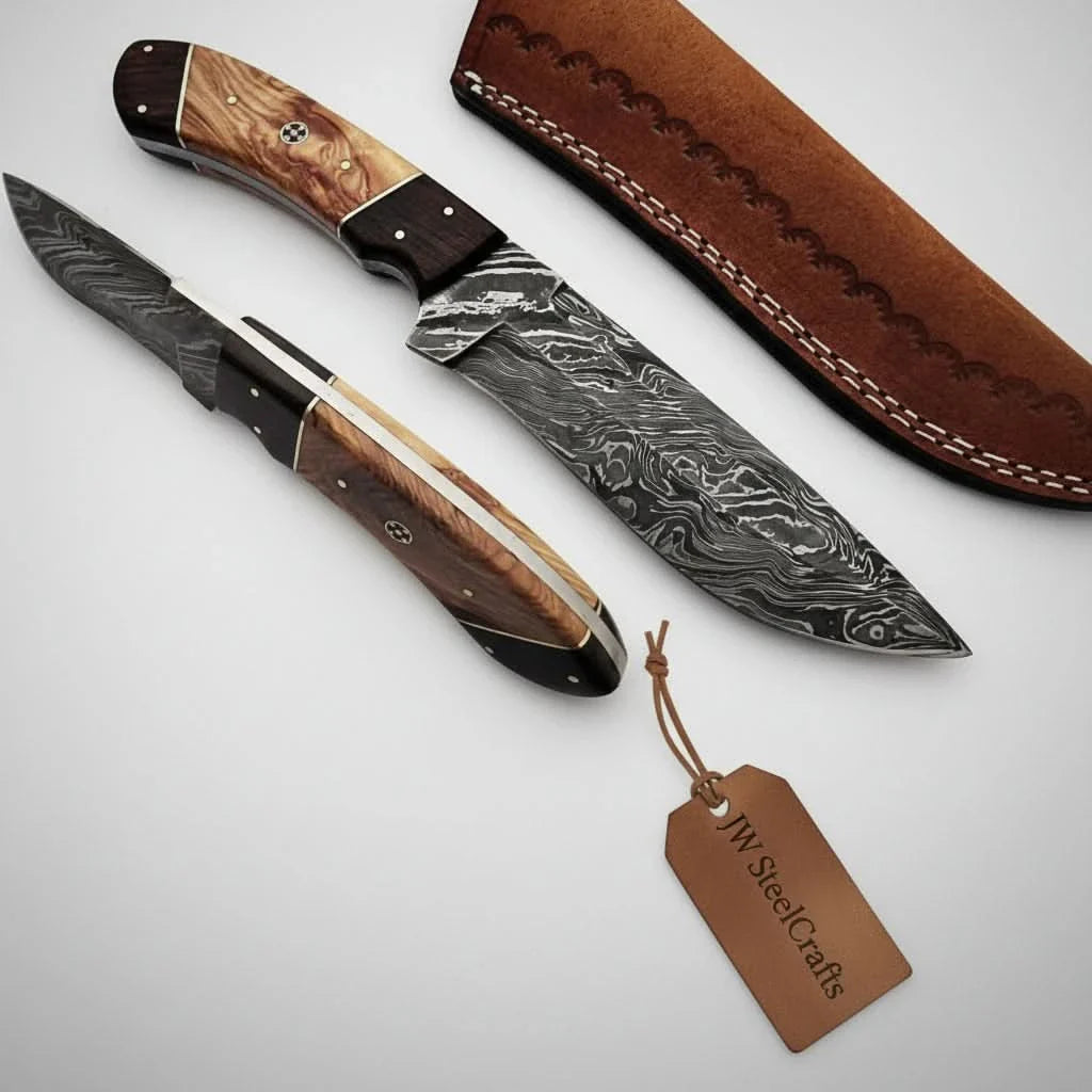 Handmade Bush-craft Knife Damascus Steel by JW SteelCrafts, Damascus knife main product photo