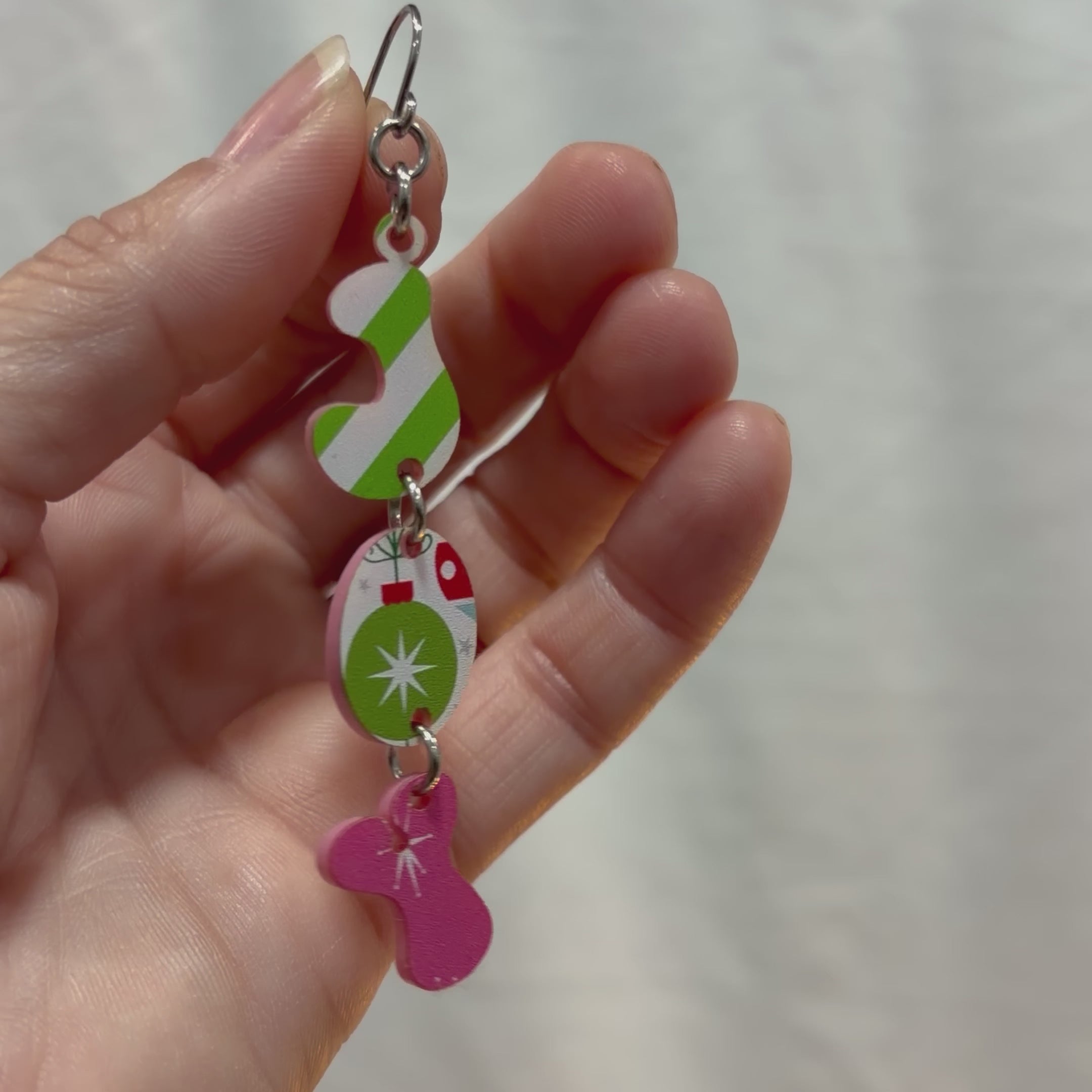 Retro JOY Christmas Earrings