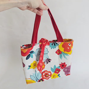 Handmade Floral Bible Tote Bag – Christian Church Bag for Women, Red Strap Scripture Carryall, Faith Gift for Her