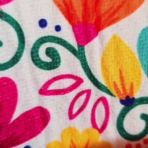 Colorful Floral Tote Bag, Bright Summer Shoulder Bag, Handmade Market Tote with Pockets, Teacher Tote, Beach Bag, Everyday Carryall