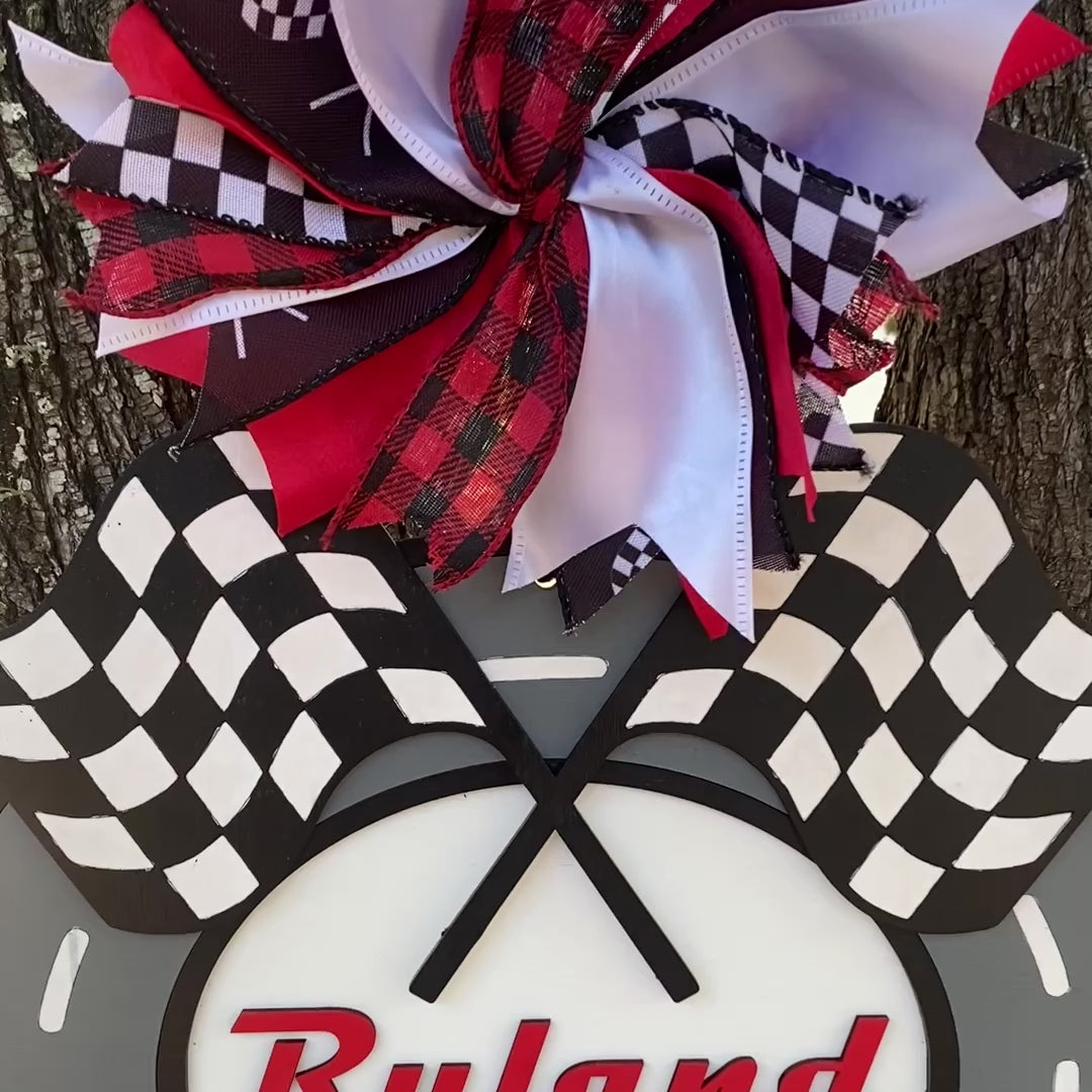 Racing Car Birth Announcement Door Hanger by Poor Hog Customs, Southern home decor detail photo 2