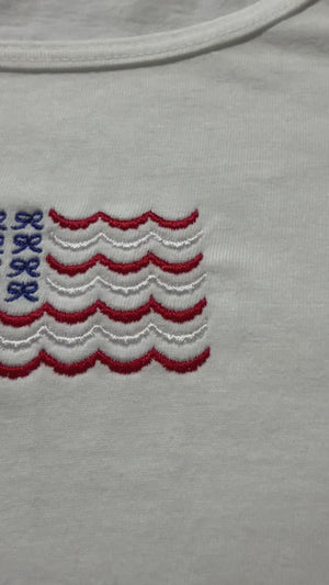 Embroidered Bow American Flag Tank