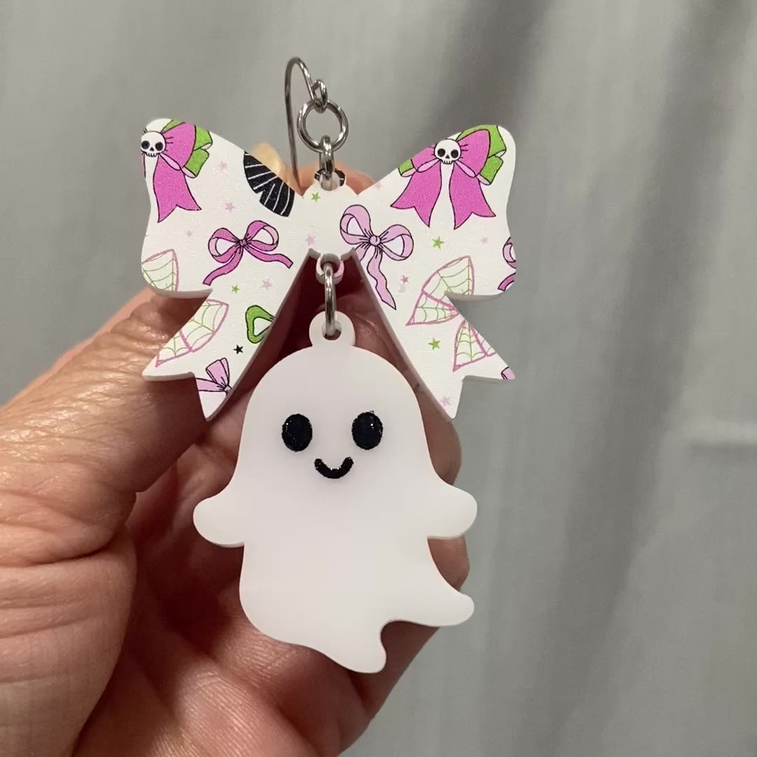 Spooky Cute Ghost Bow Earrings