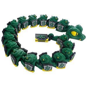 Professor Snake articulated 3D printed serpent curled in a circle with shield segments and book tail