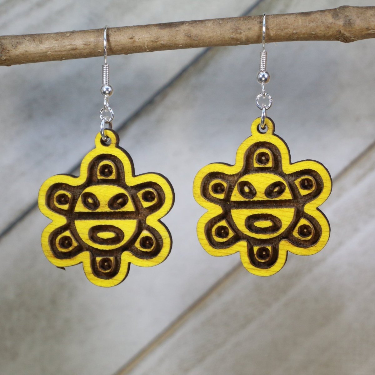 Taino Sun Wooden Earrings | Puerto Rican Tribal Jewelry