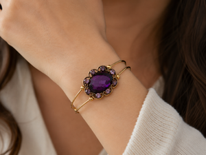 Plum Rhinestone Slider Guitar String Bracelet by N Harmony Jewelry, handmade jewelry detail photo 2