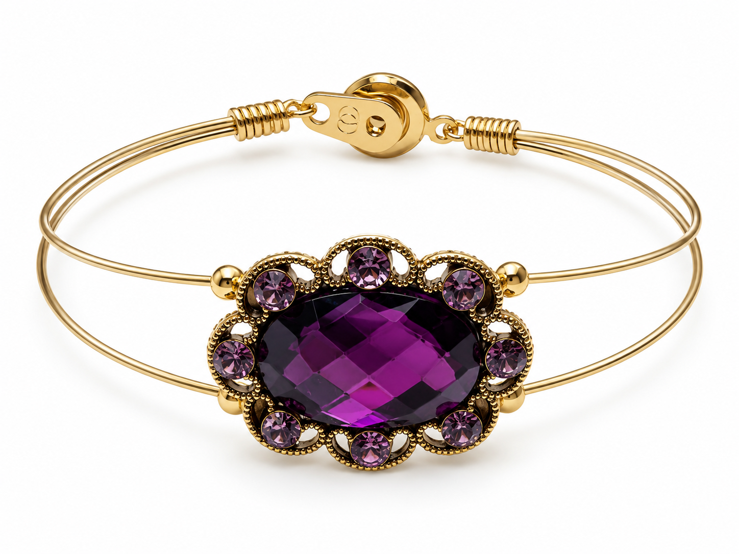 Plum Rhinestone Slider Guitar String Bracelet by N Harmony Jewelry, handmade jewelry detail photo 3