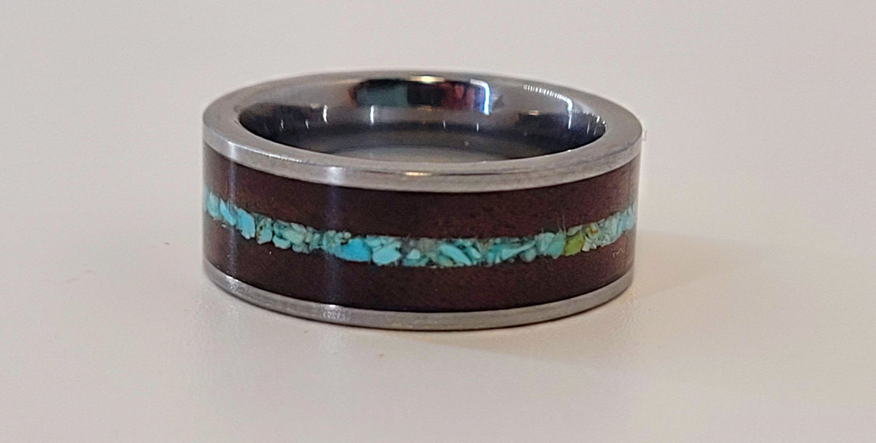 Turquoise and Walnut Wedding Band