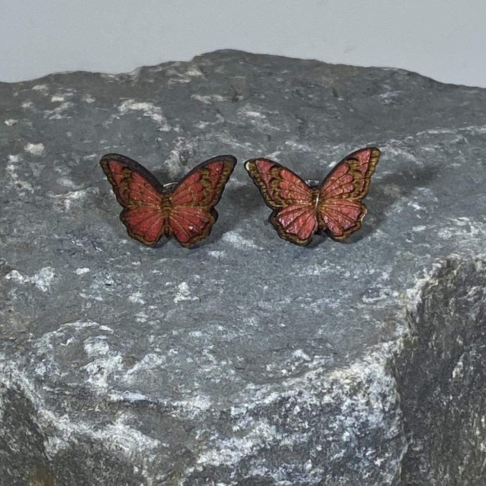 Realistic Monarch Butterfly Wooden Dangle Earrings | Nature Jewelry by Cate's Concepts, LLC, handmade jewelry detail photo 2