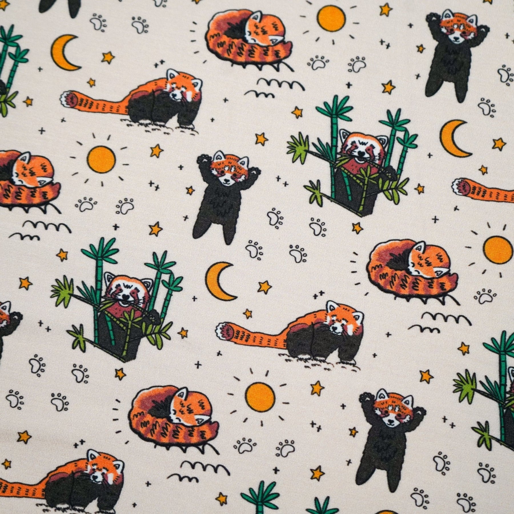 Additional view of Red Panda reversible bamboo blanket with hand drawn animal print