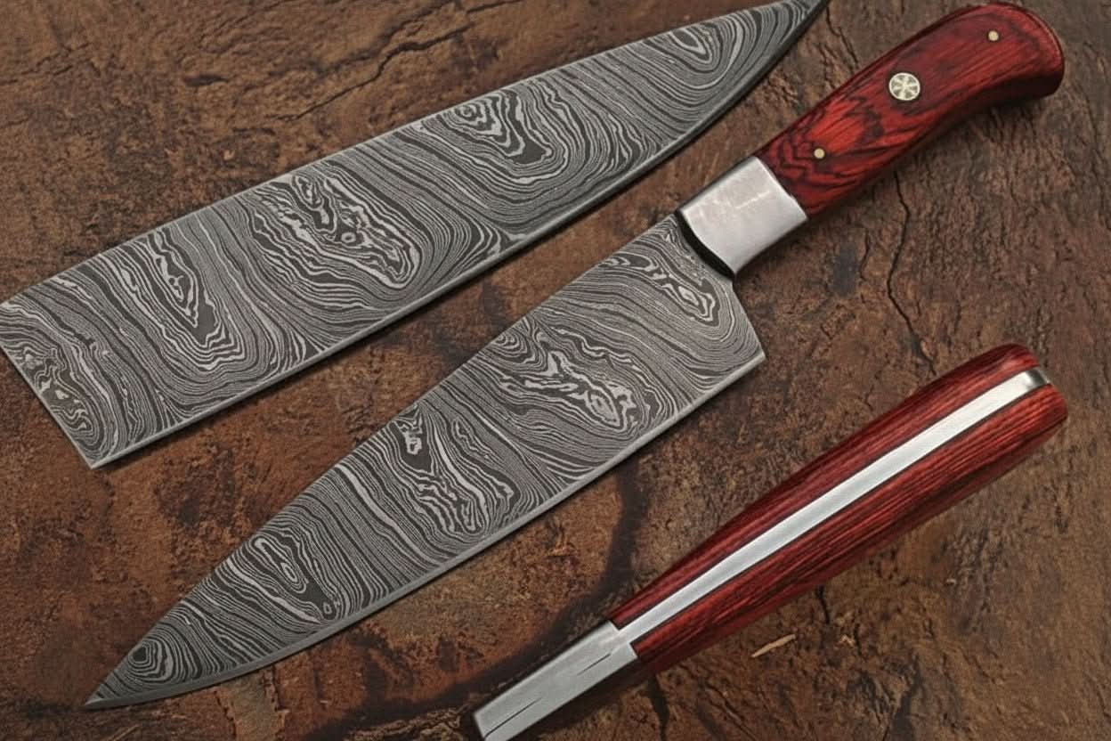 Best chef knife Custom Handmade Damascus, Single Chef/Kitchen Knife DK-0139 by JW SteelCrafts, Damascus knife main product photo