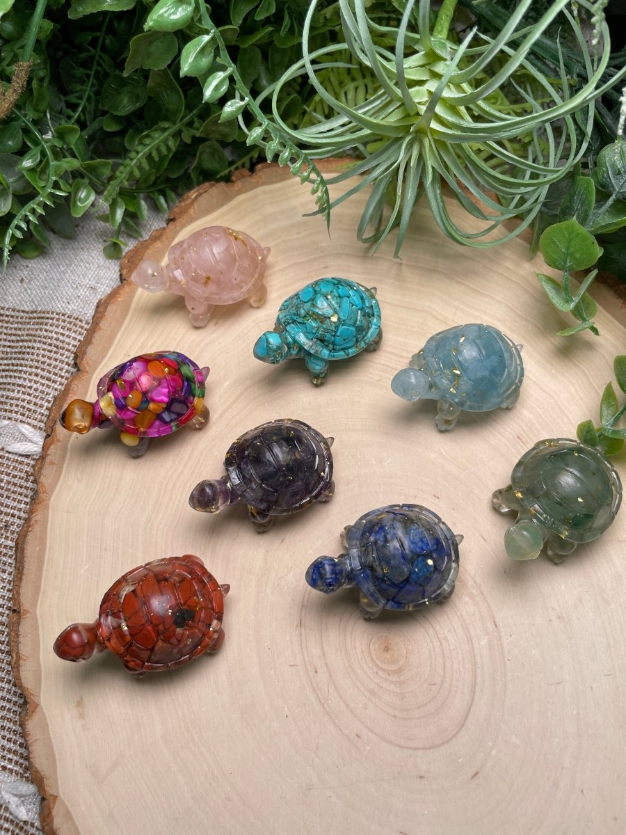 Resin Turtles with Crystal Chips