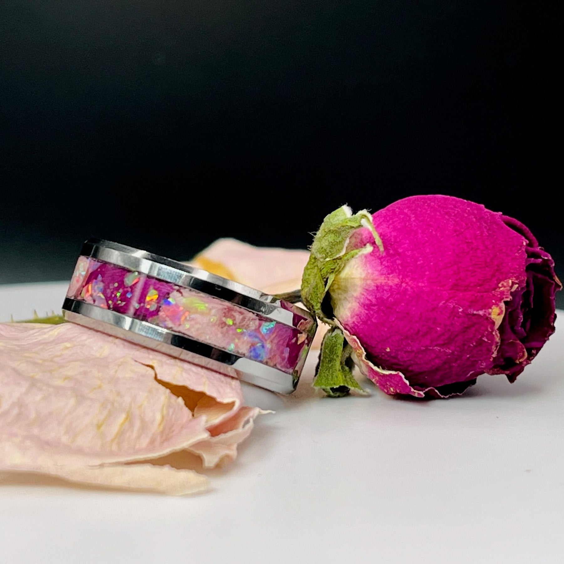 Dried Flowers & Opal Ring ~ Handmade with the Flowers You Send