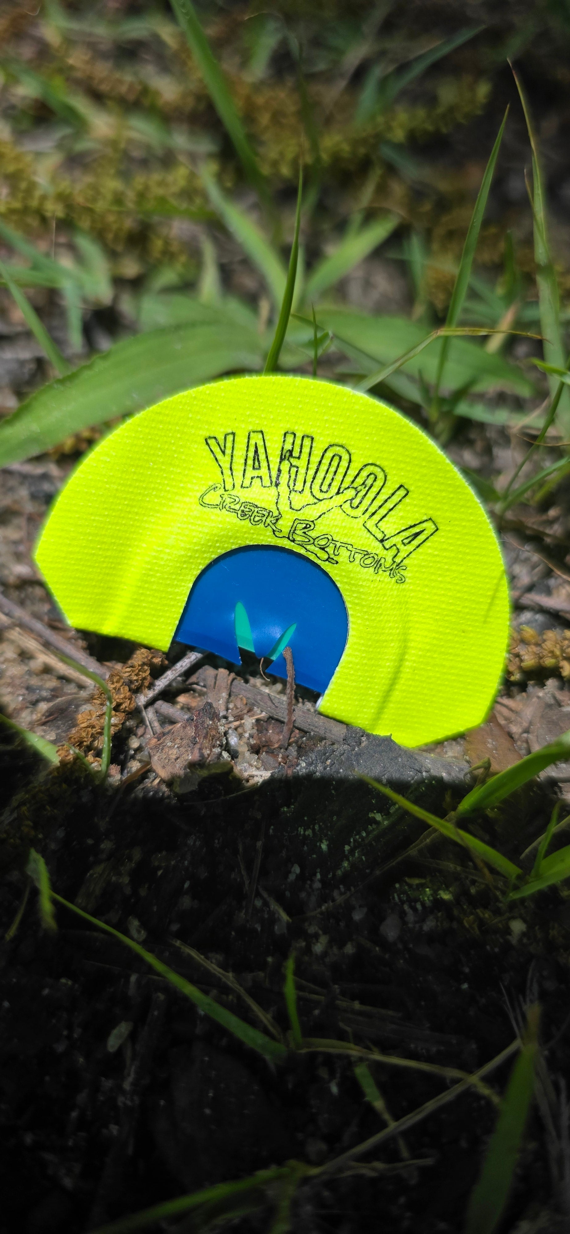 Yellow and Blue YCB 2 Reed V Mouth Call by Yahoola Creek Bottoms, game call main product photo