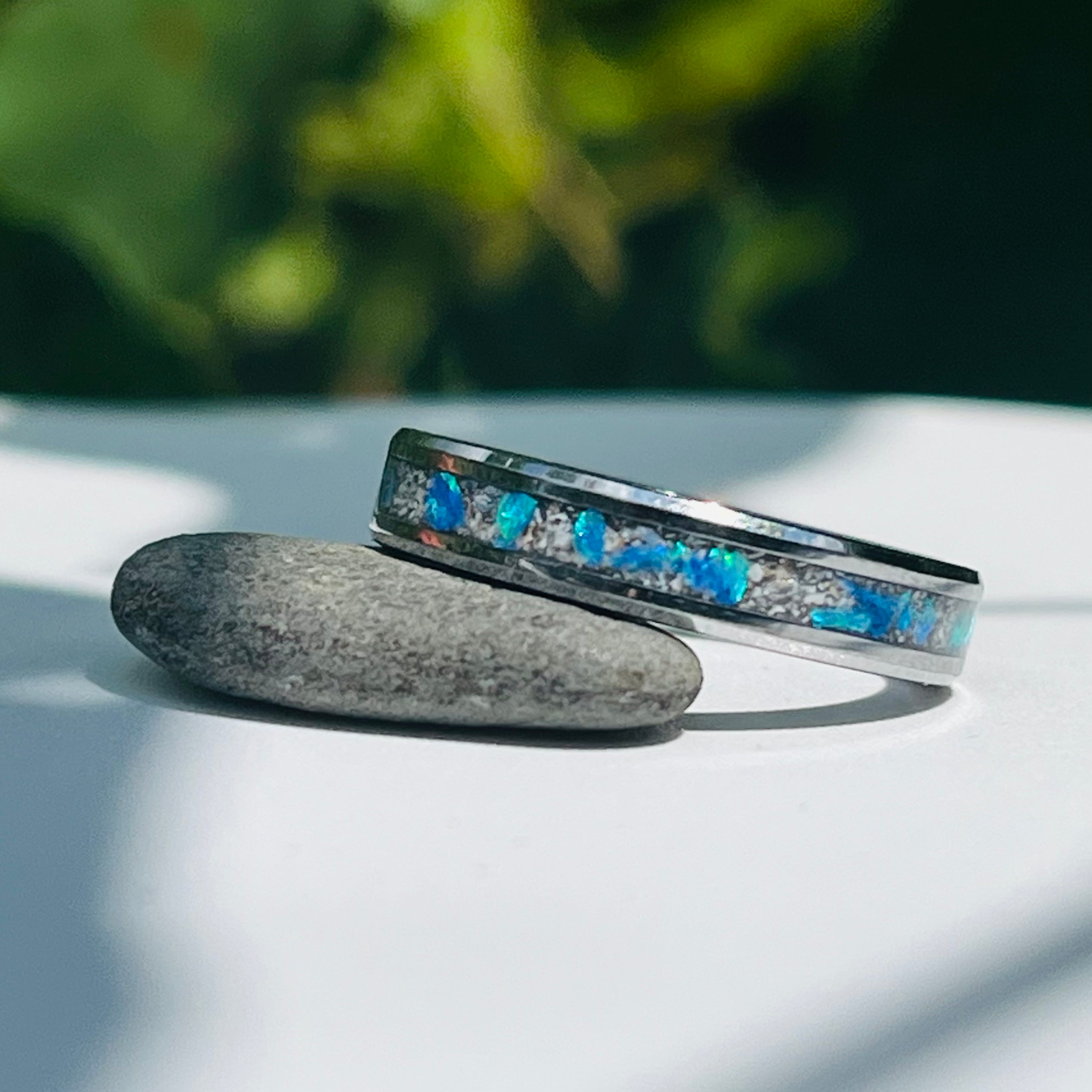 The Taz Opal and Ash Memorial Ring by Cotton Street Art Company, handmade jewelry main product photo