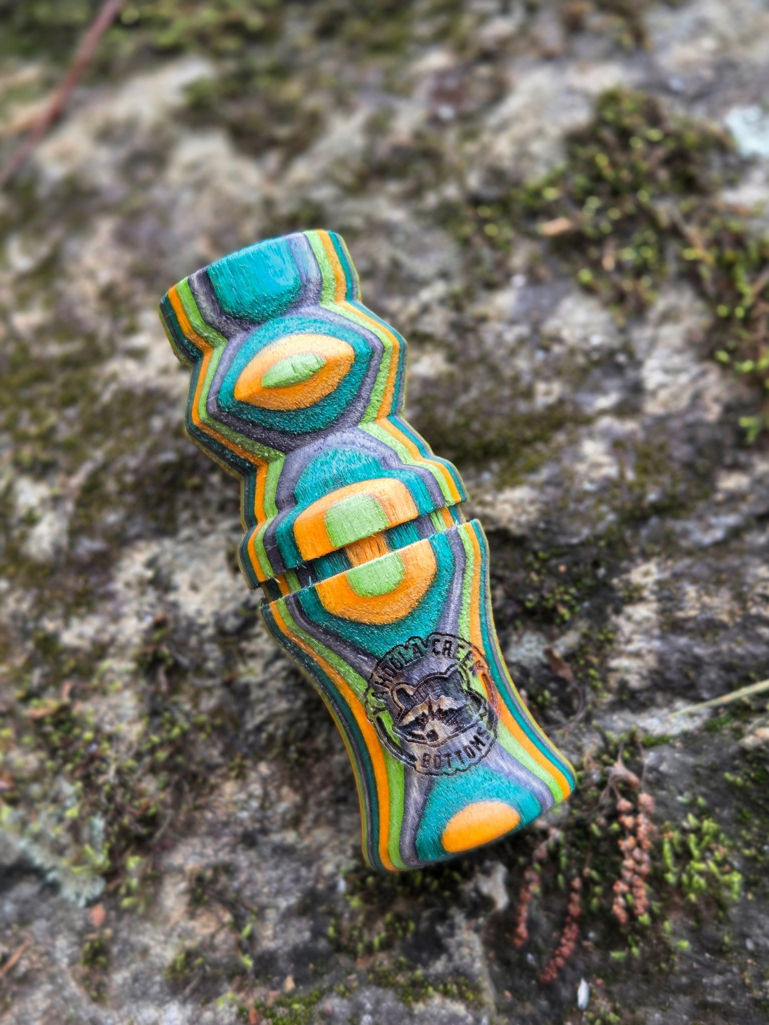 YCB Mini Coon Squaller in Green Orange Lime and Gray by Yahoola Creek Bottoms, game call main product photo