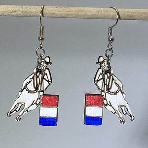 Barrel Racing Wooden Dangle Earrings | Rodeo Western Jewelry