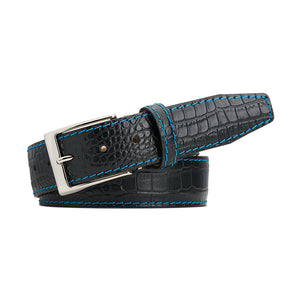 Black Mock Croc Leather Belt