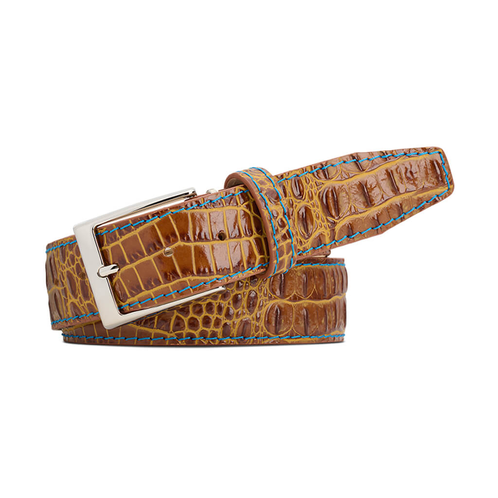 Gold Mock Croc Leather Belt