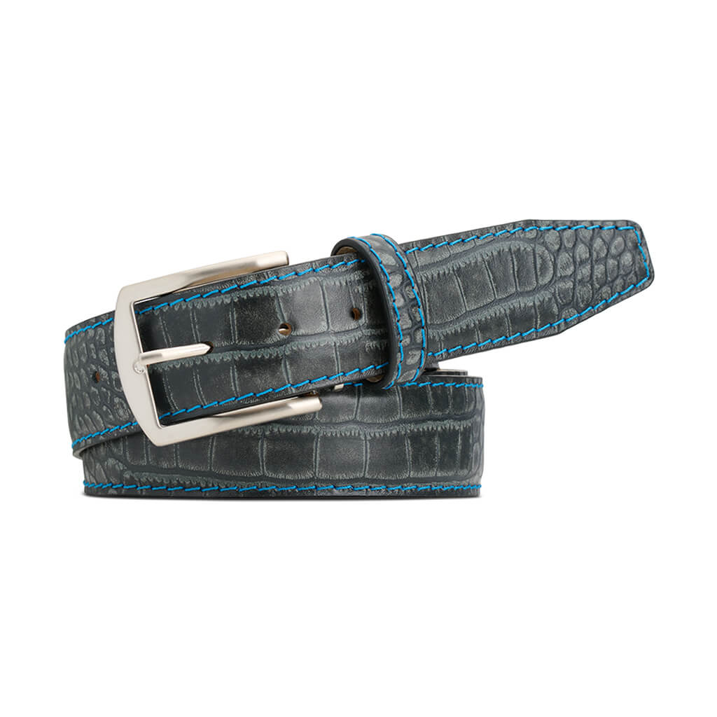 Platinum Mock Croc Leather Belt