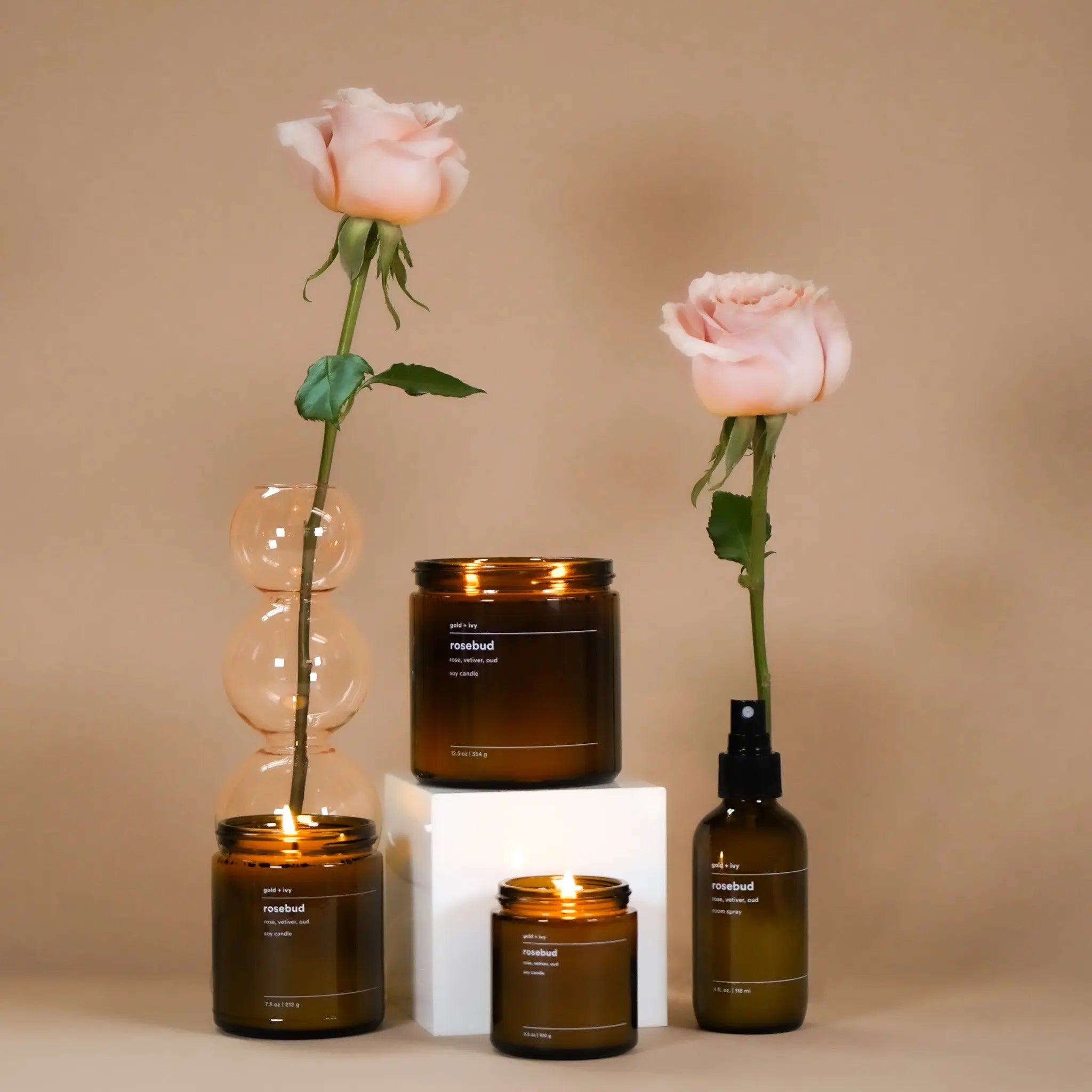 Rosebud by gold + ivy, scented candle main product photo