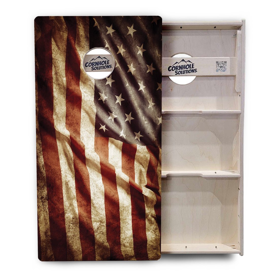 Rustic Wavy Flag Cornhole Boards – Tournament Series
