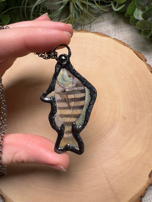 Sheepshead and Black Rutile Quartz Necklace