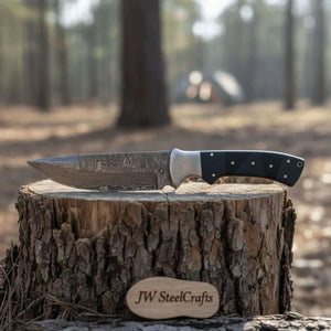 Handmade Damascus Bowie Knife with Micarta Handle